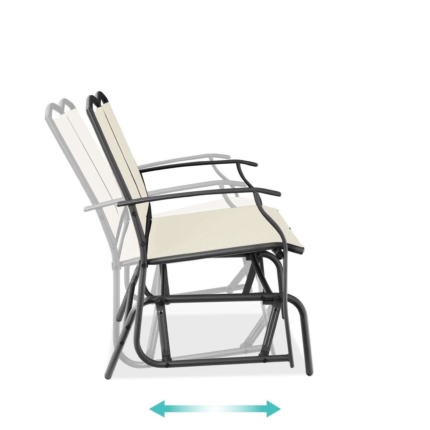 2 Seater Mesh Patio Loveseat Swing Glider Rocker with Armrests in Off White