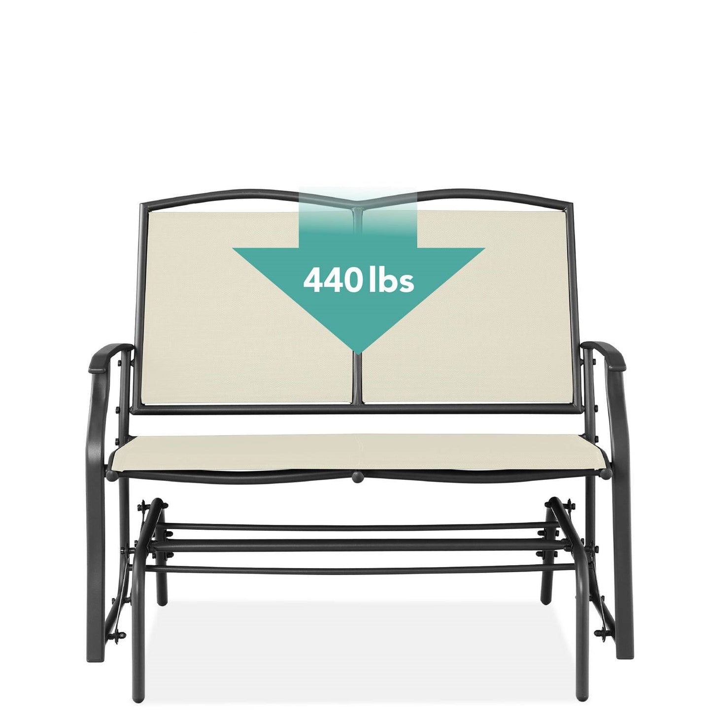 2 Seater Mesh Patio Loveseat Swing Glider Rocker with Armrests in Off White
