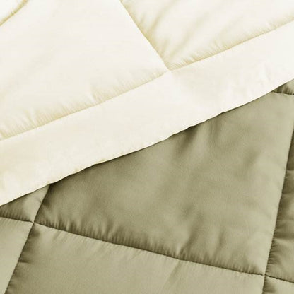 Full/Queen 3-Piece Microfiber Reversible Comforter Set Green/Cream