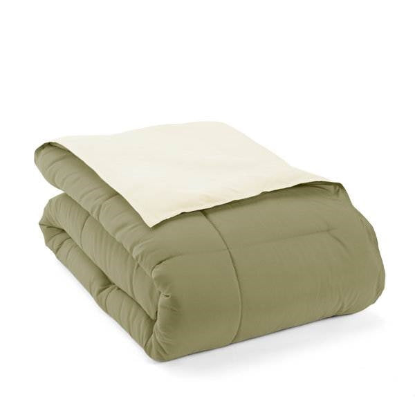 King/Cal King 3-Piece Microfiber Reversible Comforter Set Green/Cream