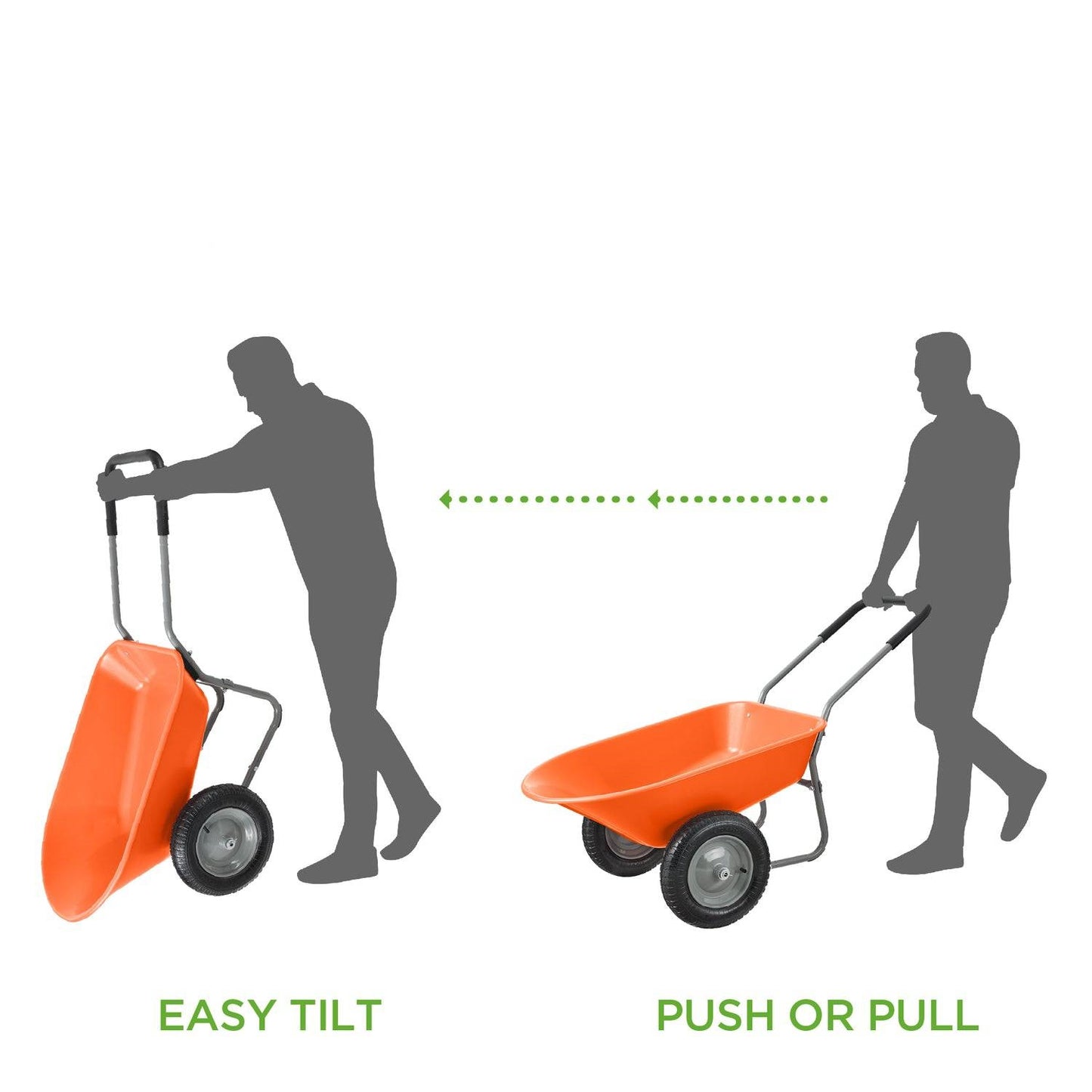 Heavy Duty Dual Wheel Multipurpose Rust Proof Wheelbarrow - Orange