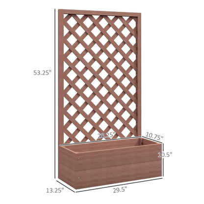 Outdoor Brown Wooden Lattice Trellis Raised Garden Bed Planter Box