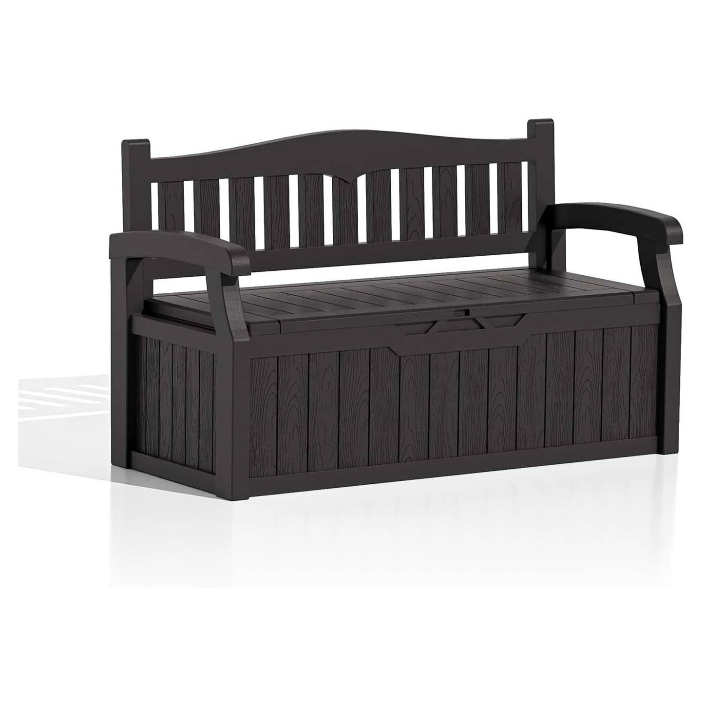 Black Durable Resin 70 gL Outdoor Storage Bench Patio Deck