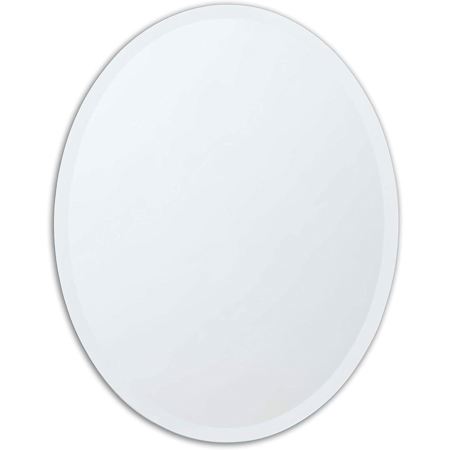 Oval 36-inch Frameless Beveled Vanity Bathroom Bedroom Living Room Wall Mirror