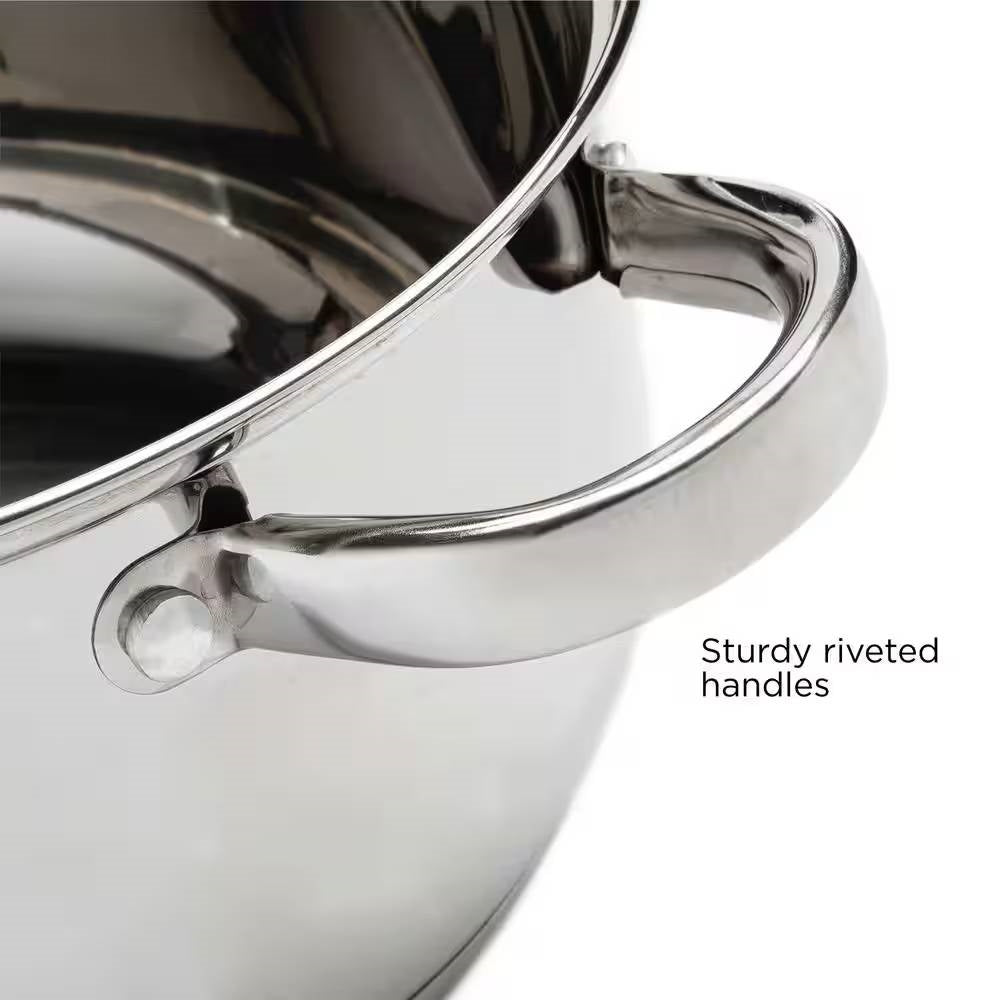 Round 5-Quart Stainless Steel Dutch Oven with Glass Lid