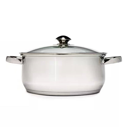 Round 5-Quart Stainless Steel Dutch Oven with Glass Lid