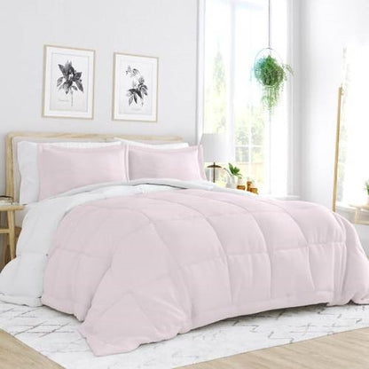 Twin/Twin XL 2-Piece Microfiber Reversible Comforter Set Pink/White