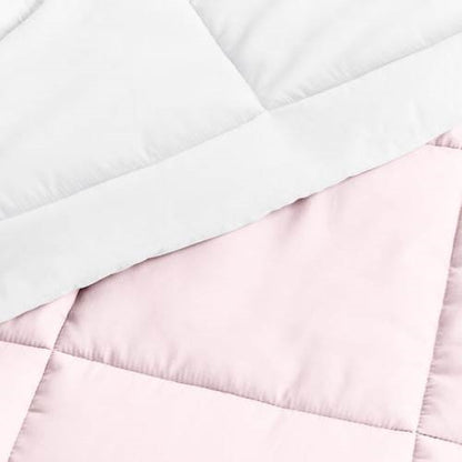 Twin/Twin XL 2-Piece Microfiber Reversible Comforter Set Pink/White