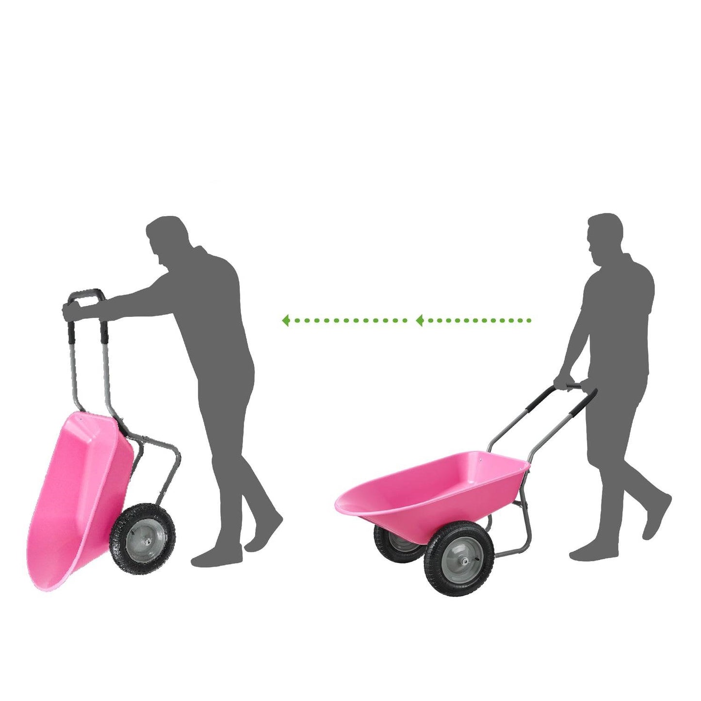 Heavy Duty Dual Wheel Multipurpose Rust Proof Wheelbarrow - Pink