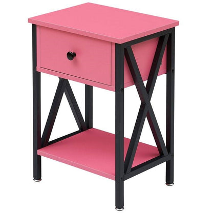 Rustic 1 Drawer Pink Nightstand - Set of 2