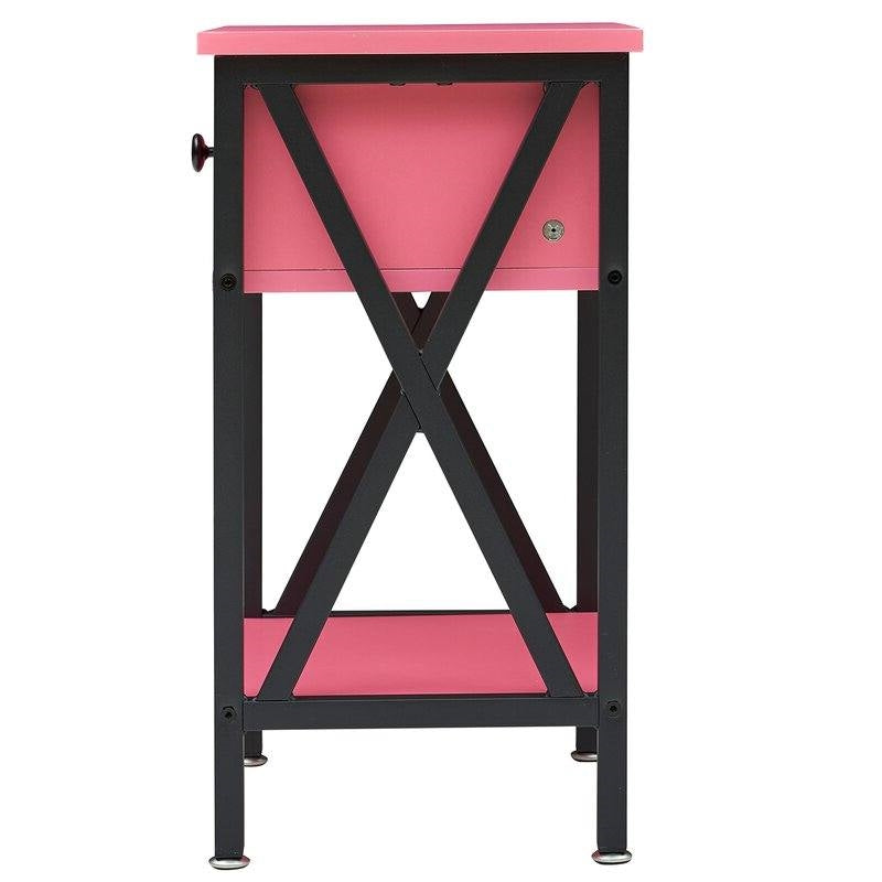 Rustic 1 Drawer Pink Nightstand - Set of 2