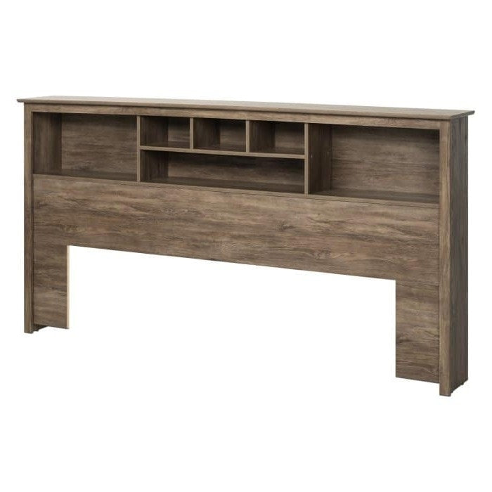 King size Bookcase Headboard in Drifted Gray Finish