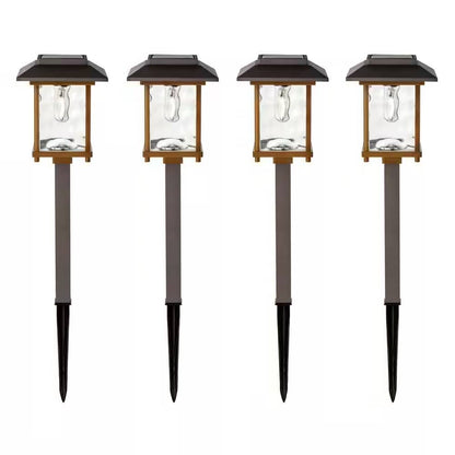 4 Pack - Bronze Gold Solar LED Light Set - Outdoor Path Yard Lighting