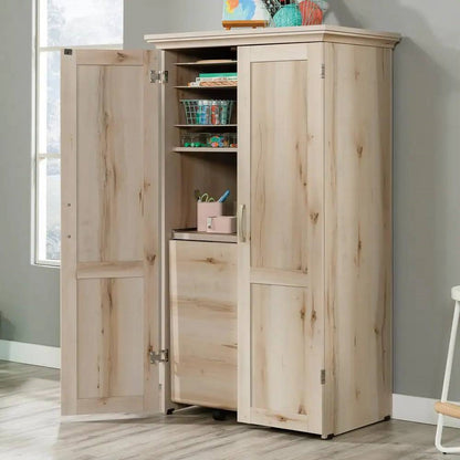 Drop Leaf Computer Desk Craft Table Armoire in Maple Wood Finish - Made in USA