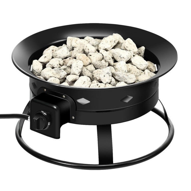 Portable Propane Gas Firebowl Fire Pit with Cover and Carry Kit