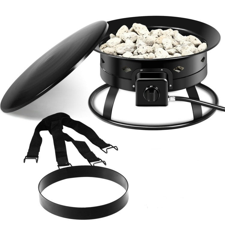 Portable Propane Gas Firebowl Fire Pit with Cover and Carry Kit