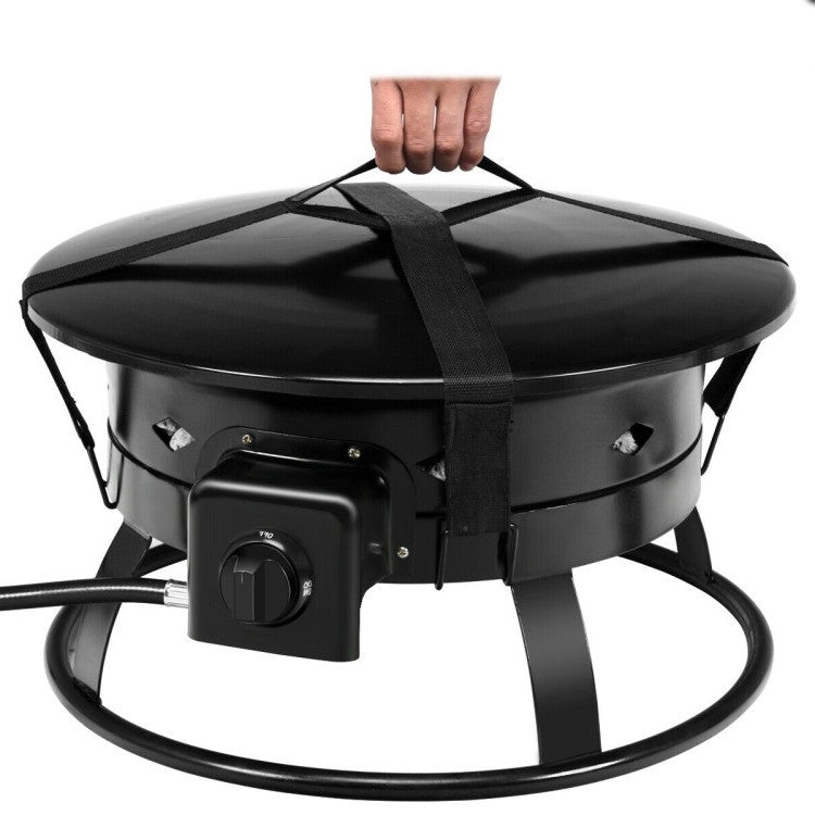 Portable Propane Gas Firebowl Fire Pit with Cover and Carry Kit