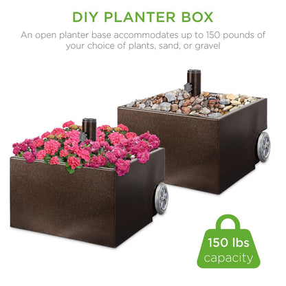 FarmHome Portable Wheeled Powdered Steel Umbrella Base Stand / Planter Box