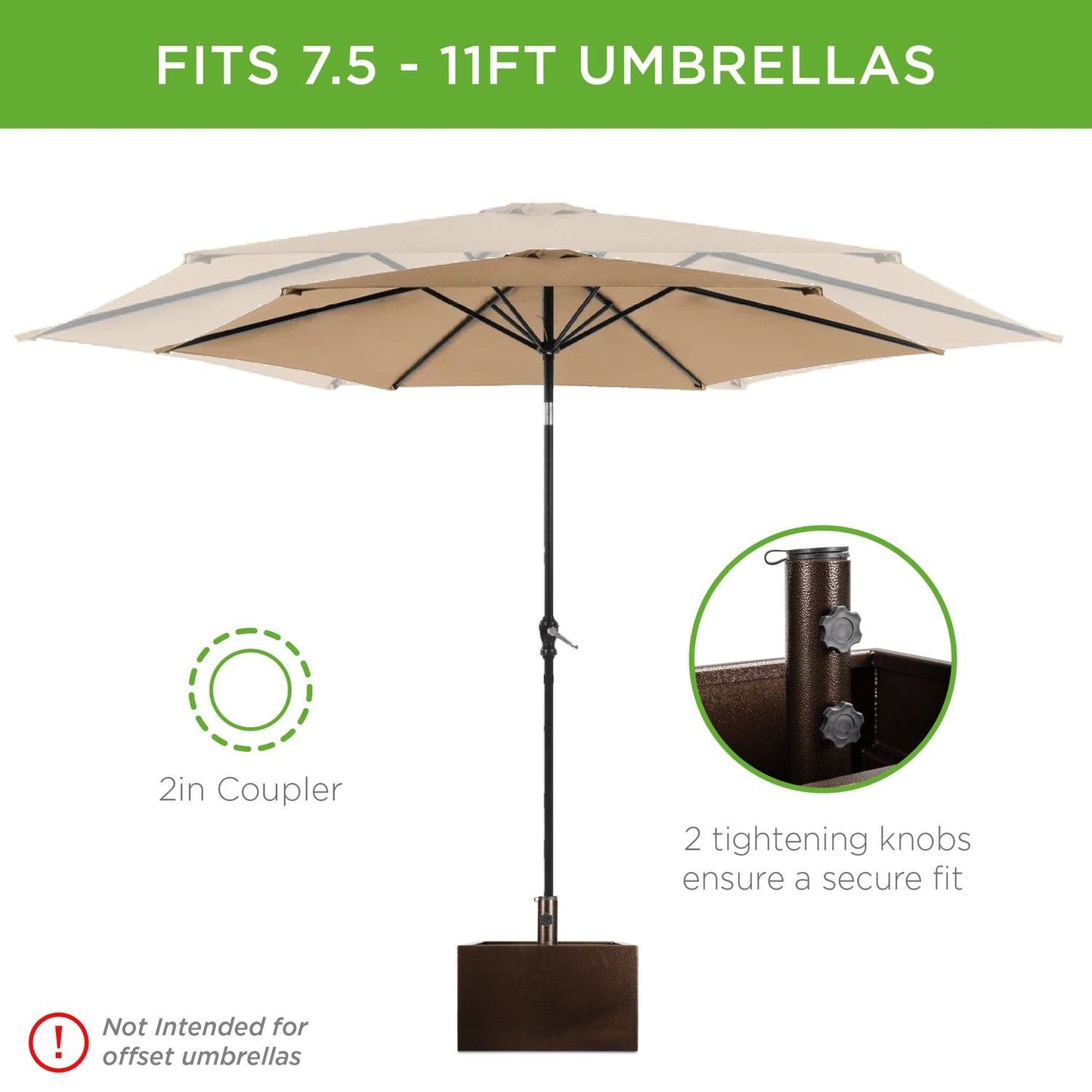 FarmHome Portable Wheeled Powdered Steel Umbrella Base Stand / Planter Box