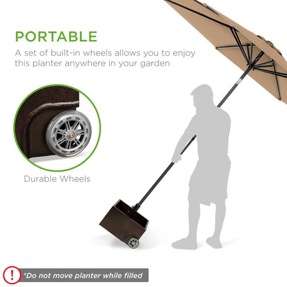 FarmHome Portable Wheeled Powdered Steel Umbrella Base Stand / Planter Box