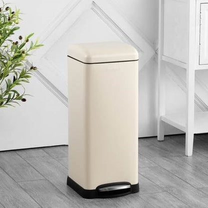 8 gL Retro Off White Steel Step On Garbage Trash Can