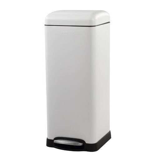 8 gL Retro White Steel Step On Garbage Trash Can
