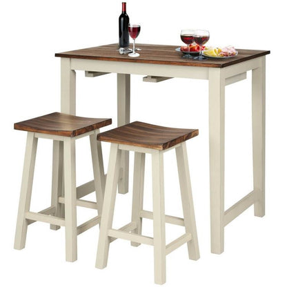 3 Piece Scandinavian Counter Height Pub Saddle Bar Set