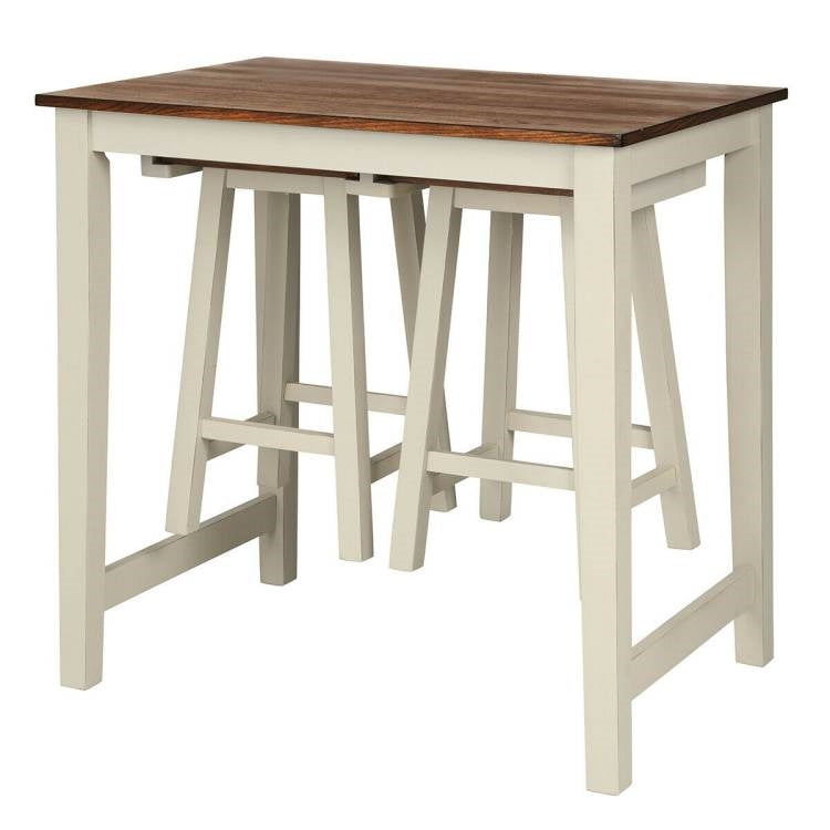 3 Piece Scandinavian Counter Height Pub Saddle Bar Set