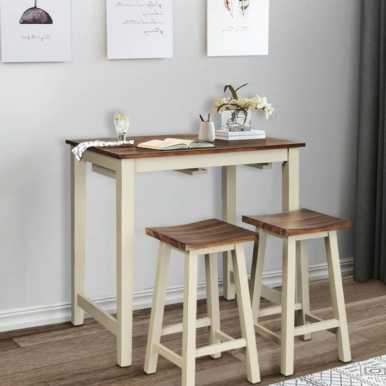 3 Piece Scandinavian Counter Height Pub Saddle Bar Set