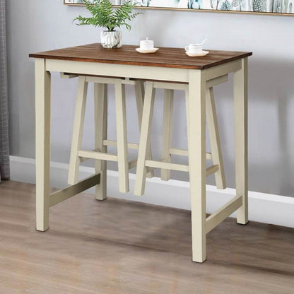 3 Piece Scandinavian Counter Height Pub Saddle Bar Set