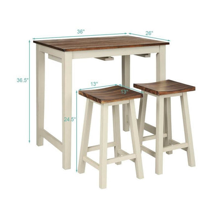 3 Piece Scandinavian Counter Height Pub Saddle Bar Set