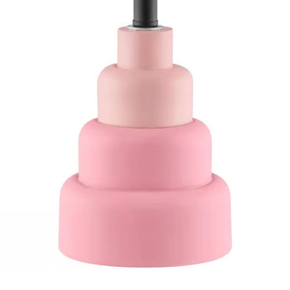 Small Pink Desk Light Table Lamp with White Fabric Shade for Bedside Nightstand
