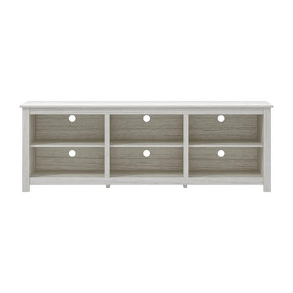 Farmhouse TV Stand in White Wood Grain Finish - for TVs up to 70-inch
