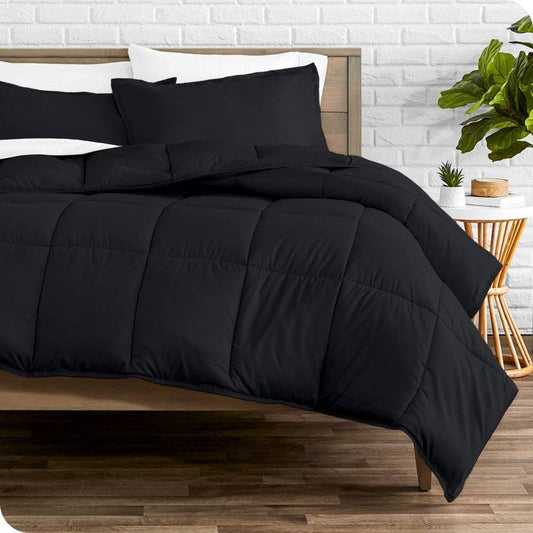 Queen Size All Season Super Soft Down Alternative Comforter Set Black
