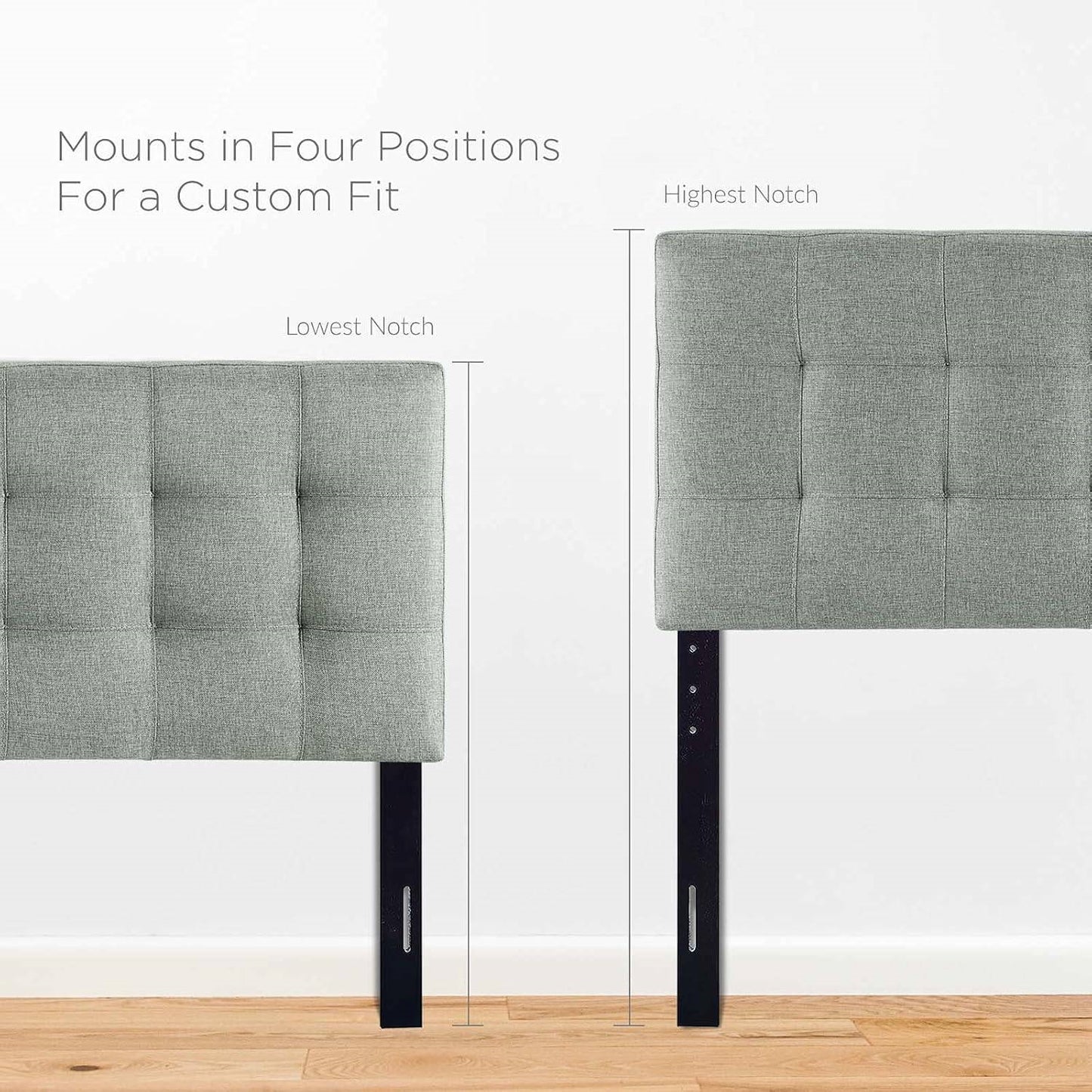 King size Grey Fabric Upholstered Headboard with Modern Tufting