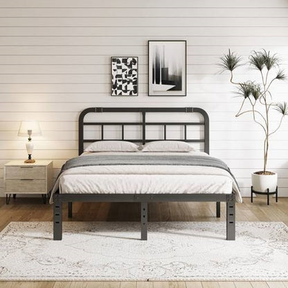 Queen Size Heavy Duty Platform Bed Frame w/ Headboard