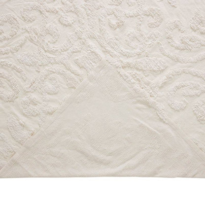 Queen Size OverSized 100% Cotton Chenille 3 PCS Coverlet Bedspread Set in Ivory