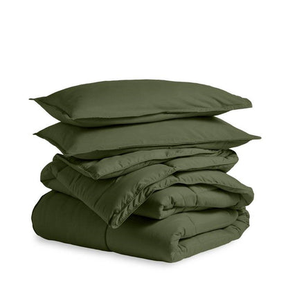 Queen Size All Season Super Soft Down Alternative Comforter Set Olive