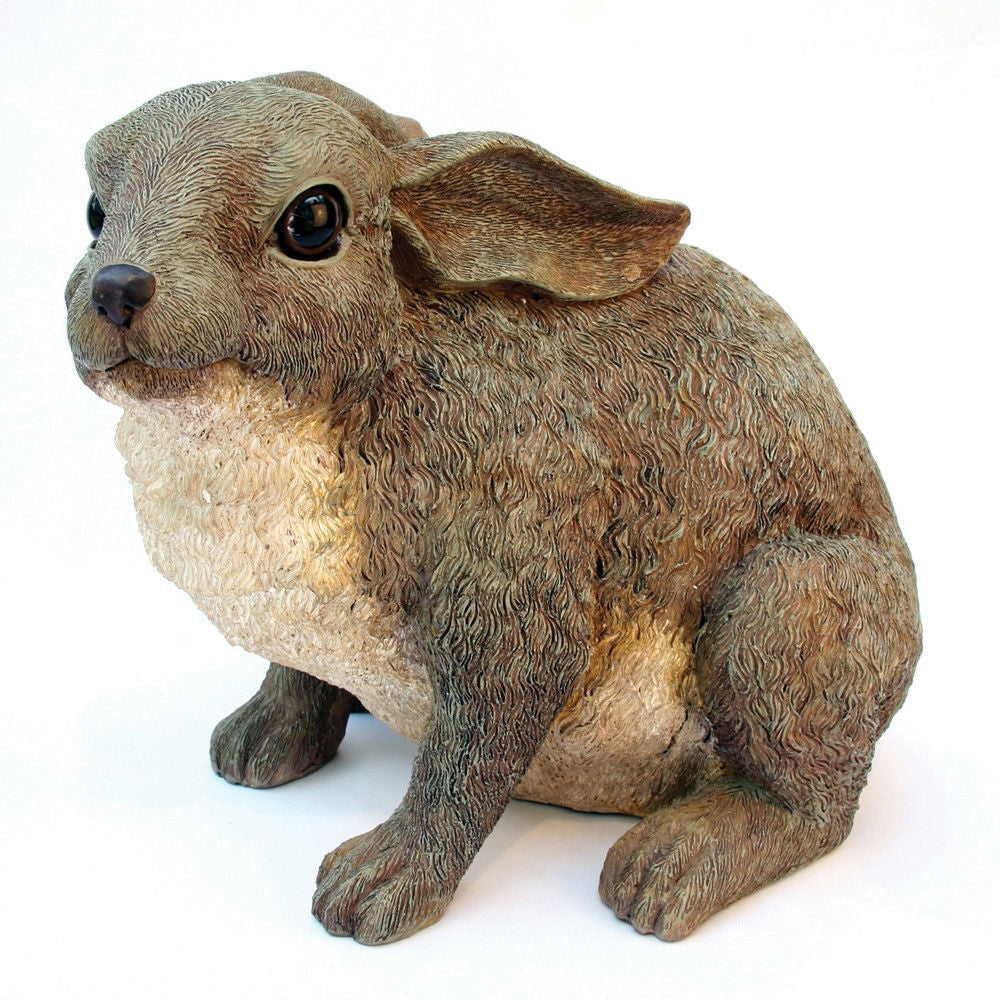 Bunny Rabbit Outdoor Garden Statue in Brown Resin