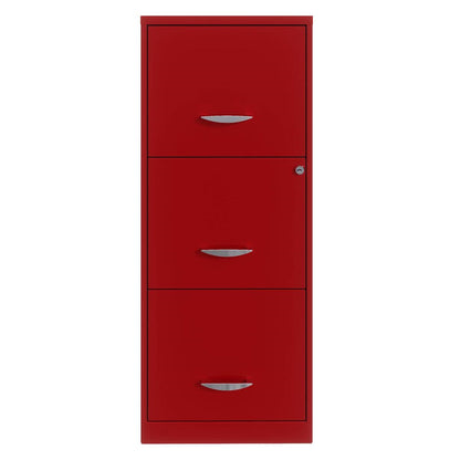 Red Metal 3-Drawer Vertical Key Locking Filing File Cabinet