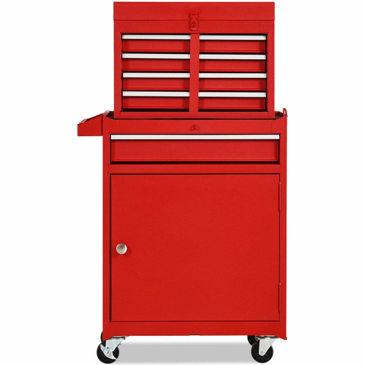 Red Heavy Duty Steel Lockable Rolling Garage Tool Chest Storage Box