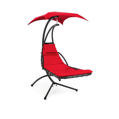 Red Single Person Modern Chaise Lounger Hammock Chair Porch Swing