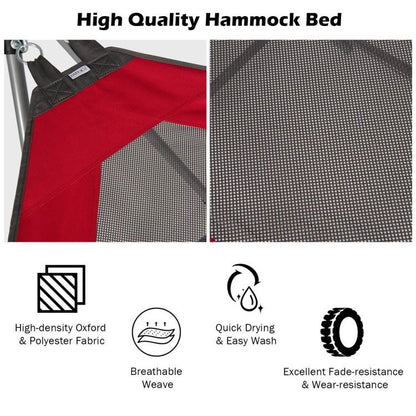 Red Portable Camping Foldable Hammock with Stand Carry Case
