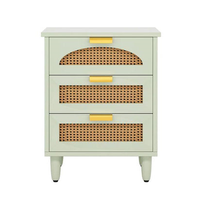 Retro Green Wooden 3 Drawer Nightstand