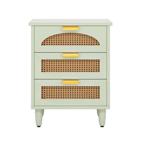 Retro Green Wooden 3 Drawer Nightstand