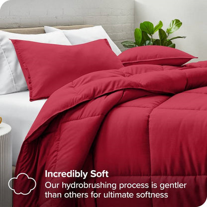 Twin Size All Season Super Soft Down Alternative Comforter Set Red