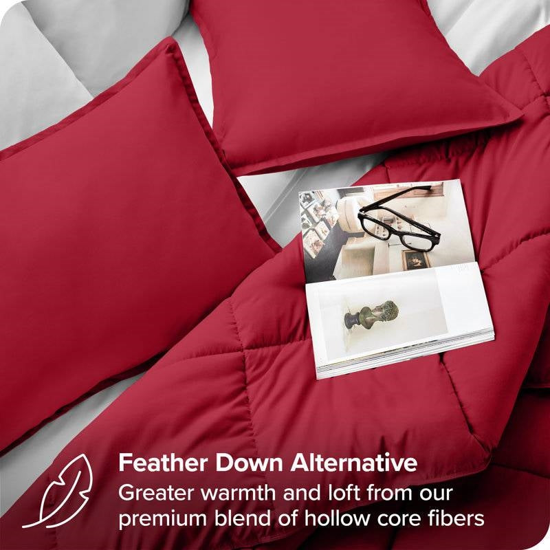 Twin Size All Season Super Soft Down Alternative Comforter Set Red