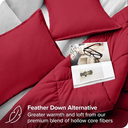 Twin Size All Season Super Soft Down Alternative Comforter Set Red