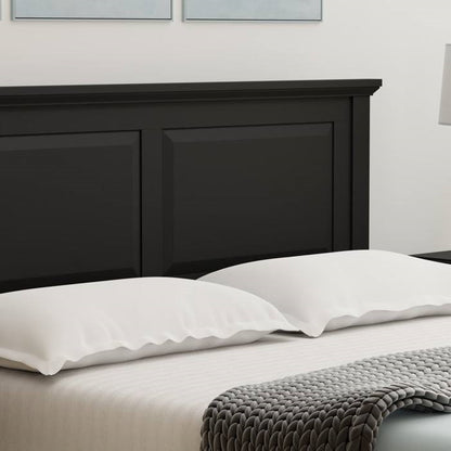 King Size Retro Solid Oak Wooden Platform Bed in Black