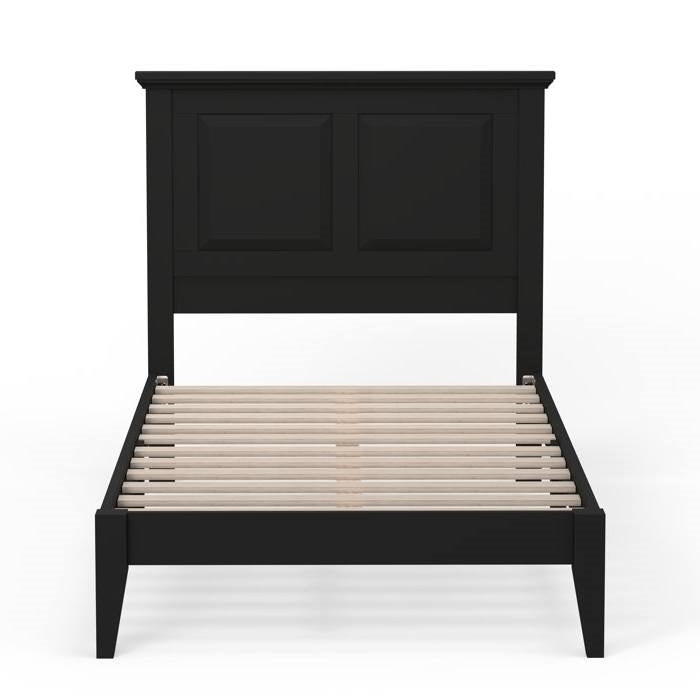 Twin Size Retro Solid Oak Wooden Platform Bed in Black
